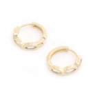 Marquise CZ 14K Gold Dipped Huggie Earrings Cubic Zirconia Hoop Silver Tone Jewelry