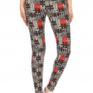 Women High Waist Puzzle Print Yoga Leggings 92% Polyester 8% Spandex Knit Pants
