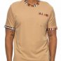 Men Checkered Trim Short Sleeve T Shirt Cotton Spandex Casual Pocket Tee