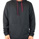 Mens Quilted Pullover Hoodie Longline Kangaroo Pocket Drawstring Sweatshirt