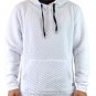 Mens Quilted Pullover Hoodie Longline Kangaroo Pocket Drawstring Sweatshirt