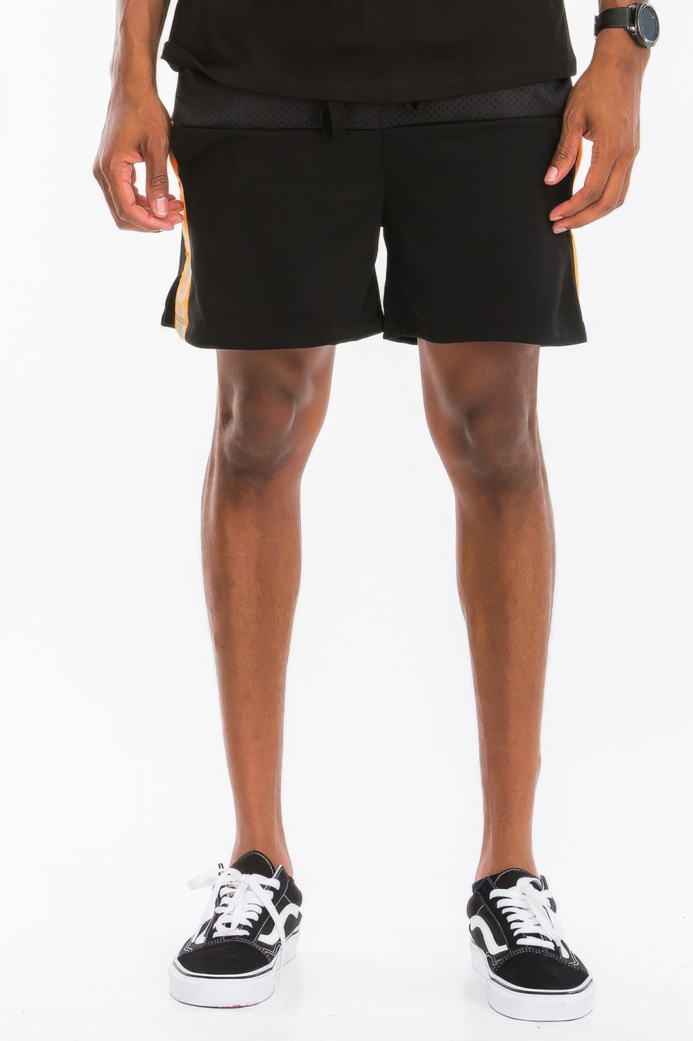 Mens Reflective Mesh Athletic Shorts Lined Running Gym Above Knee