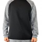 Mens Quilted Black Gray Marled Oversized Sweatshirt Long Sleeve Pullover
