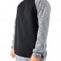 Mens Quilted Black Gray Marled Oversized Sweatshirt Long Sleeve Pullover