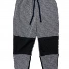 Mens Static Marbled Jogger Pants Black Gray Quilted Panel Drawstring