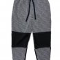 Mens Static Marbled Jogger Pants Black Gray Quilted Panel Drawstring
