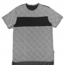 Mens Black Gray Marbled Longline T Shirt Quilted Chest Panel Short Sleeve