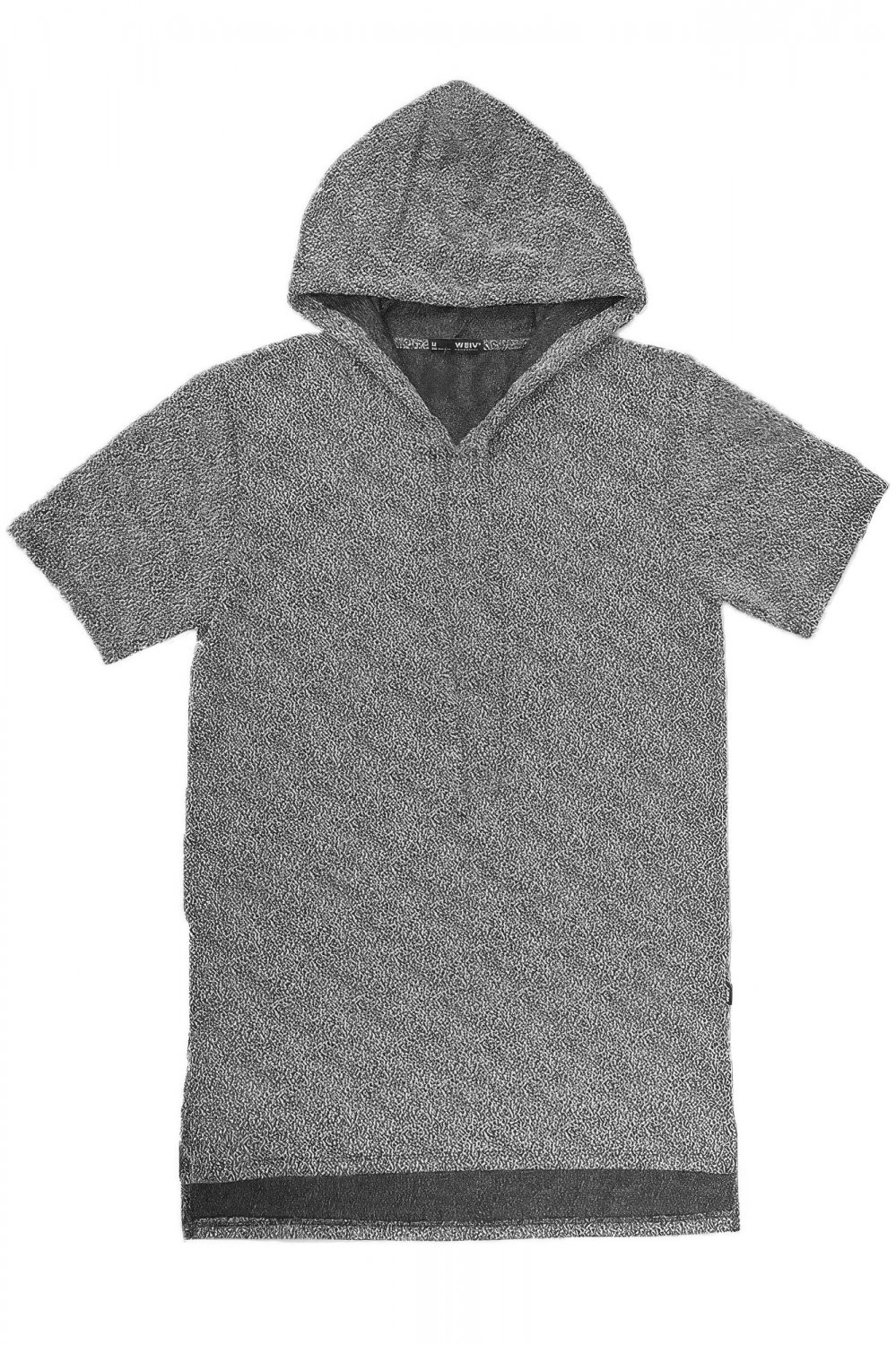 Mens Static Marled Short Sleeve Hoodie Solid Black Navy Pullover Streetwear Top