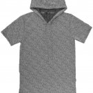 Mens Static Marled Short Sleeve Hoodie Solid Black Navy Pullover Streetwear Top