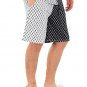 Mens Split Two Tone Print Shorts Black White Geometric Drawstring