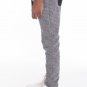 Mens Black Gray Marled Jogger Sweatpants Contrast Panel Drawstring