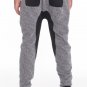 Mens Black Gray Marled Jogger Sweatpants Contrast Panel Drawstring