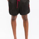 Mens Metallic Pleated Shorts Contrast Drawstring Side Stripe