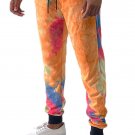 Mens Tie Dye Cotton Jogger Sweatpants French Terry Elastic Waist Lounge