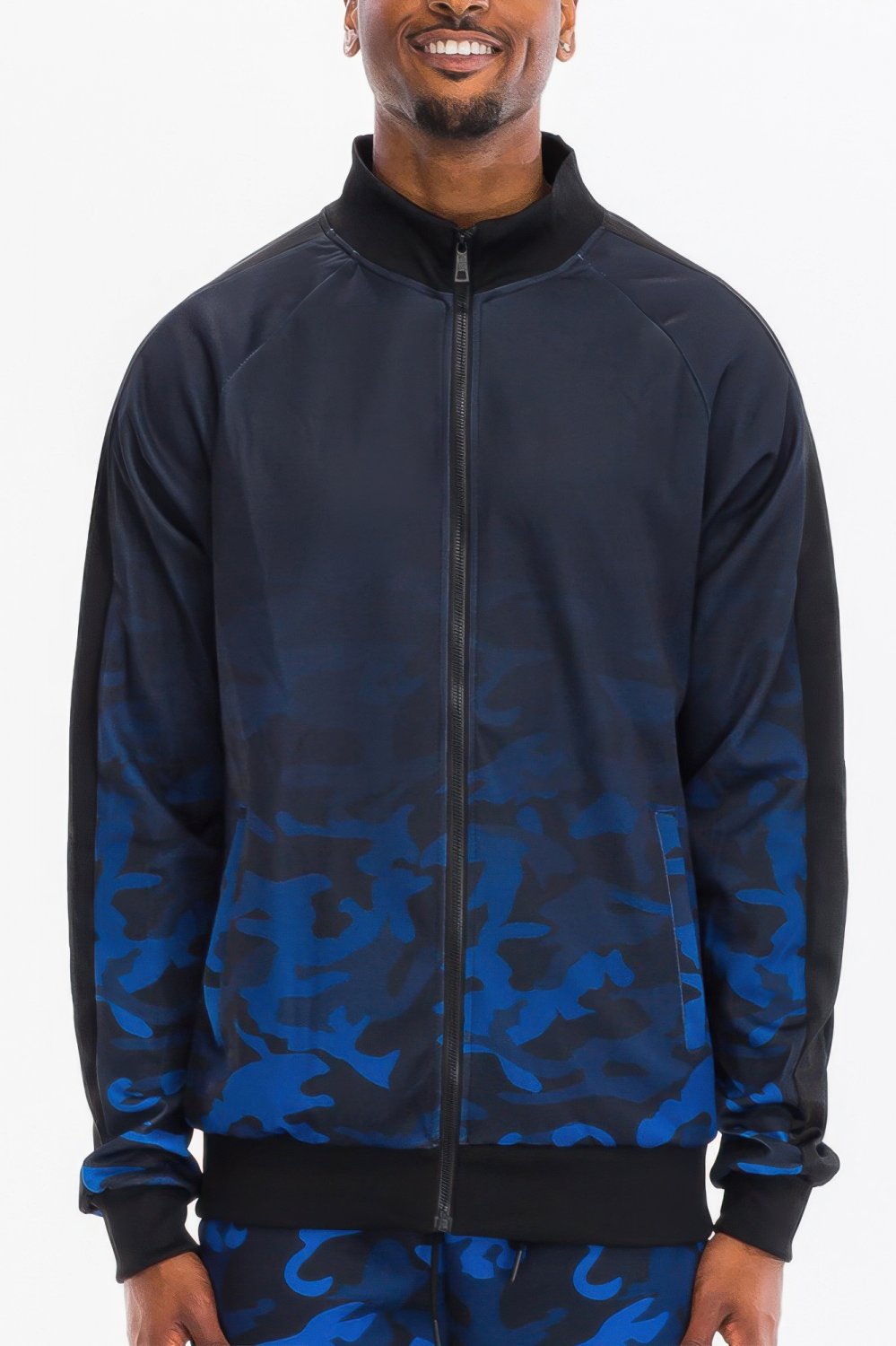 Mens Camo Ombre Track Jacket Full Zip Athletic Stretch