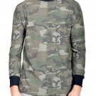 Mens Long Sleeve Camo T-Shirt Crewneck Cotton Casual