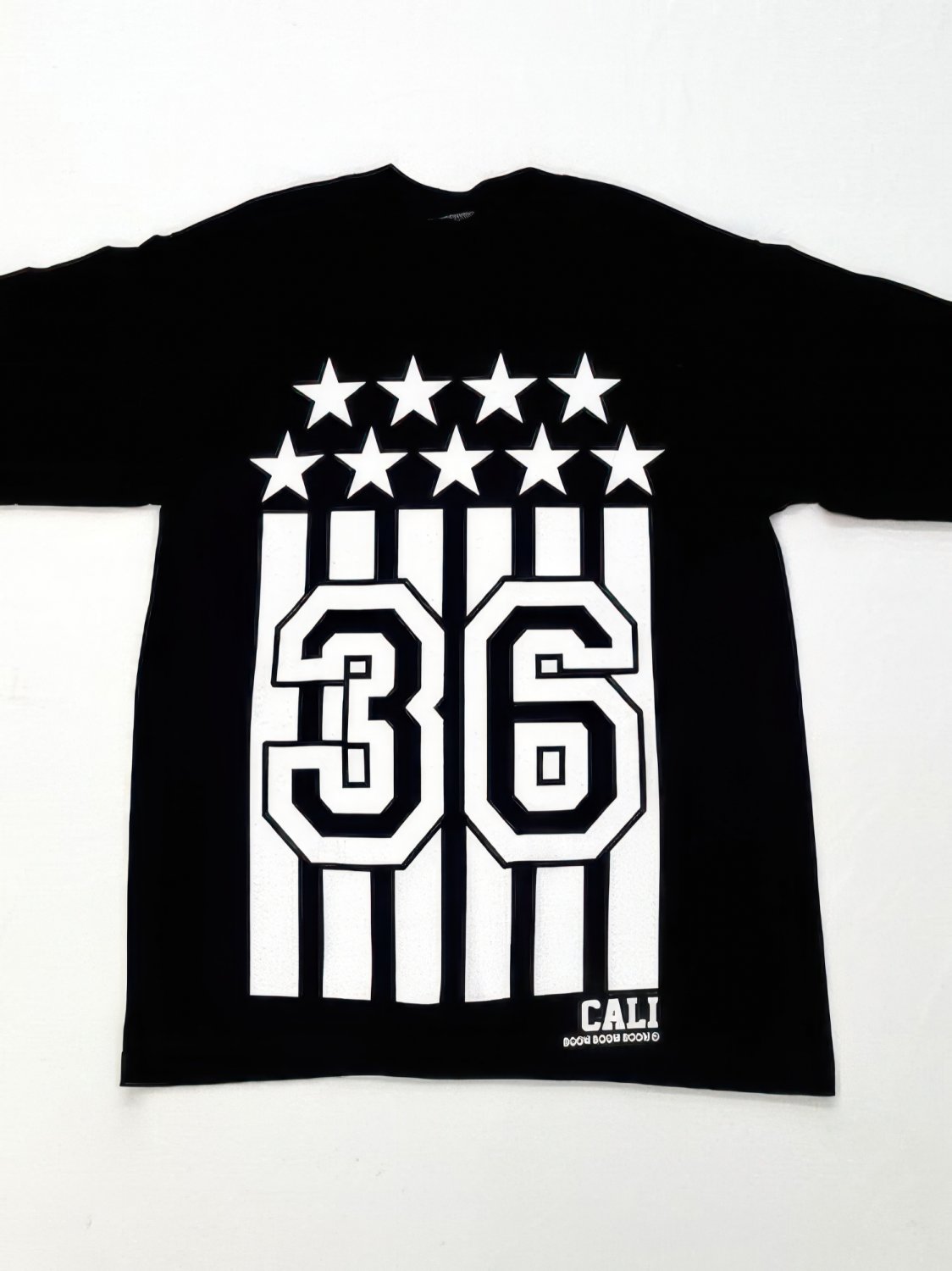 Mens Black White Flag Graphic T-Shirt Heavyweight Cotton