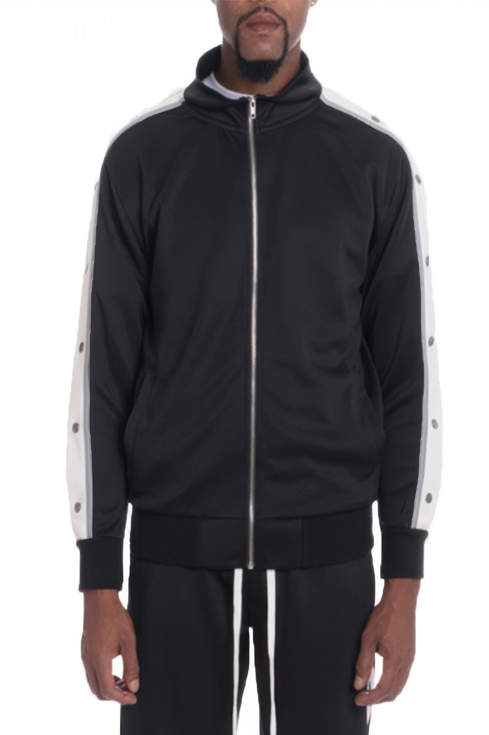 Mens Snap Button Track Jacket Full Zip Athletic