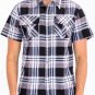Mens Checkered Two Pocket Shirt Short Sleeve Button Down