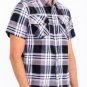 Mens Checkered Two Pocket Shirt Short Sleeve Button Down