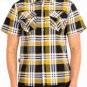 Mens Checkered Two Pocket Shirt Short Sleeve Button Down