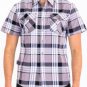 Mens Checkered Two Pocket Shirt Short Sleeve Button Down