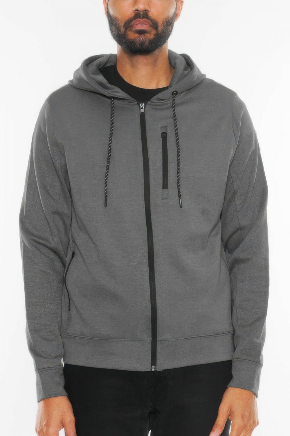 Mens Solid Heathered Zip Up Hoodie Jacket Full Zip Hooded Sweatshirt