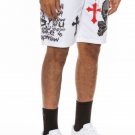 Mens Chrome Cross Skull Sweat Shorts Graphic Streetwear