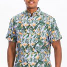 Mens Hawaiian Tropical Print Button Down Shirt Short Sleeve