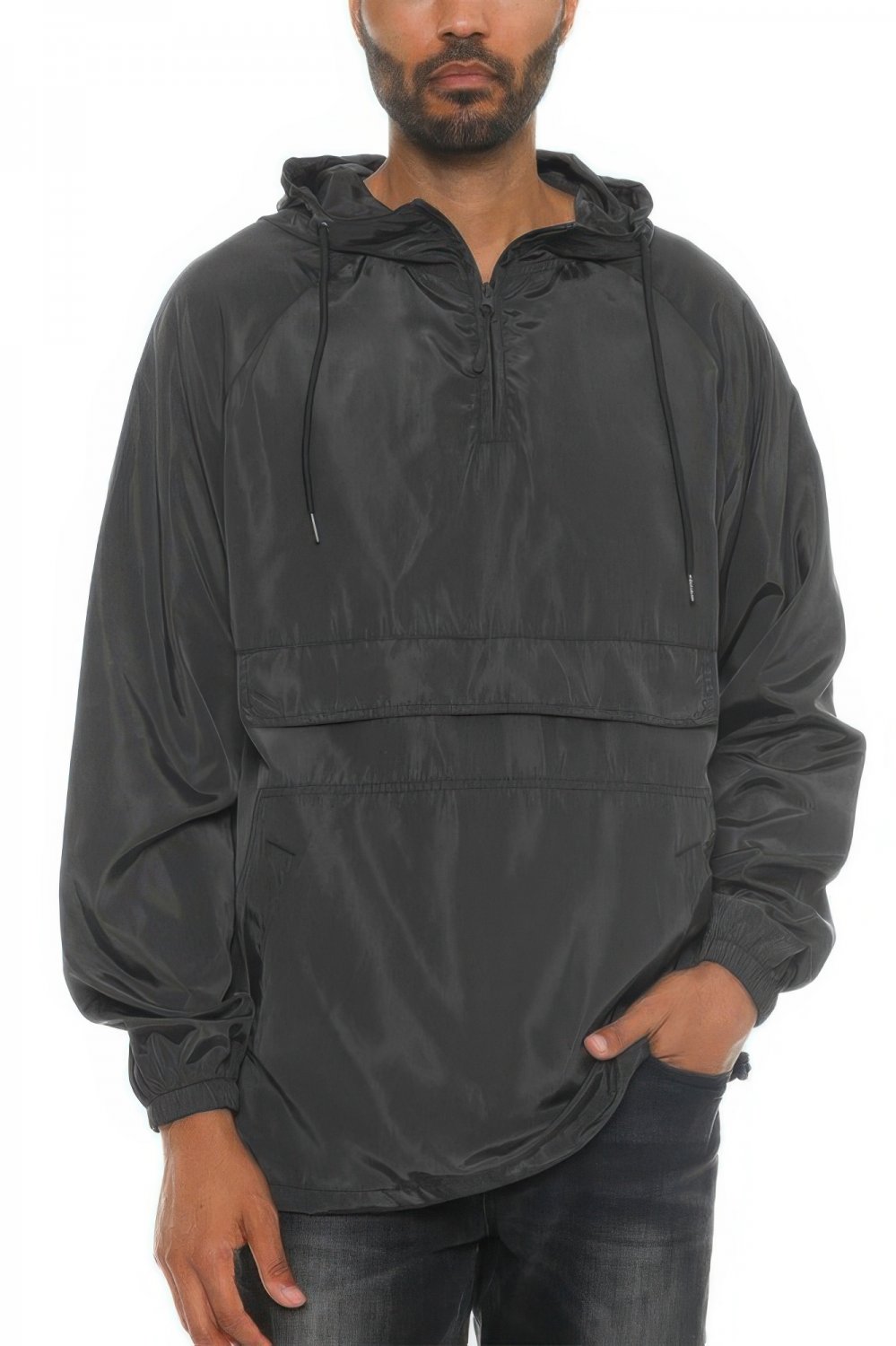 Mens Color Block Anorak Jacket Quarter Zip Pullover Windbreaker