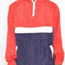 Mens Lightweight Color Block Anorak Hooded Windbreaker Quarter Zip Jacket