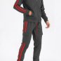 Mens Two Stripe Utility Cargo Track Suit Full Zip Jacket Set