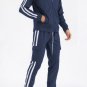 Mens Two Stripe Utility Cargo Track Suit Full Zip Jacket Set