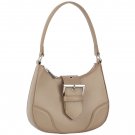 Womens Buckle Curve Handle Faux Leather Shoulder Bag