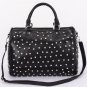 Womens Rhinestone Studded Bowling Bag Top Handle Crossbody Handbag