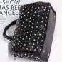 Womens Rhinestone Studded Bowling Bag Top Handle Crossbody Handbag