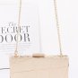Womens Metal Case Metallic Clutch Box Bag Chain Strap Evening Purse