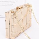 Womens Metal Case Metallic Clutch Box Bag Chain Strap Evening Purse