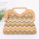 Womens Multicolor Chevron Faux Straw Wood Frame Clutch