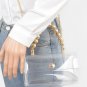 Clear Acrylic Beaded Handle Flap Clutch Bag