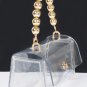 Clear Acrylic Beaded Handle Flap Clutch Bag