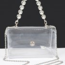 Clear Acrylic Beaded Handle Flap Clutch Bag