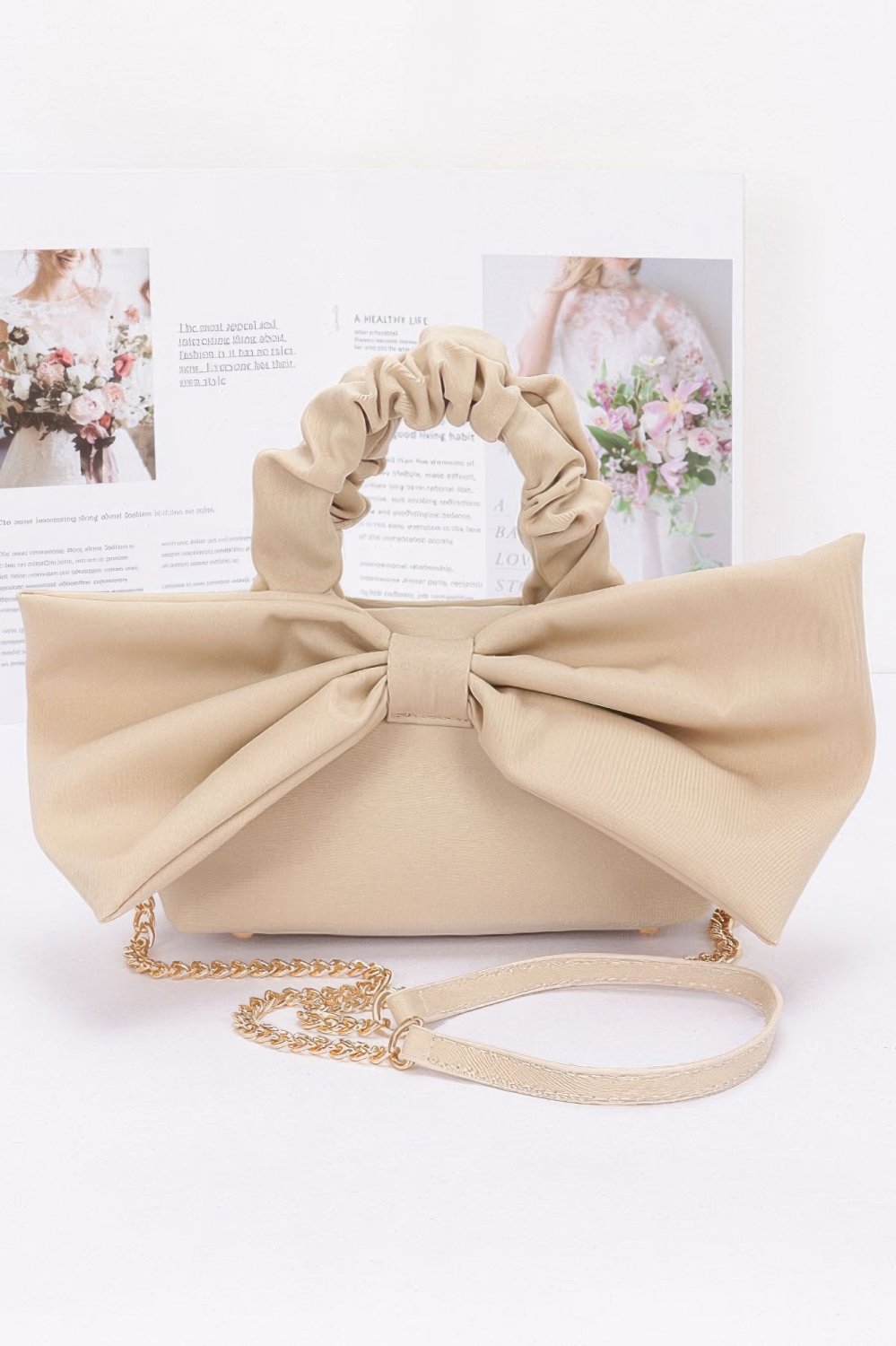 Oversized Bow Top Handle Mini Clutch Bag