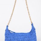 Woven Faux Straw Chain Shoulder Clutch Bag