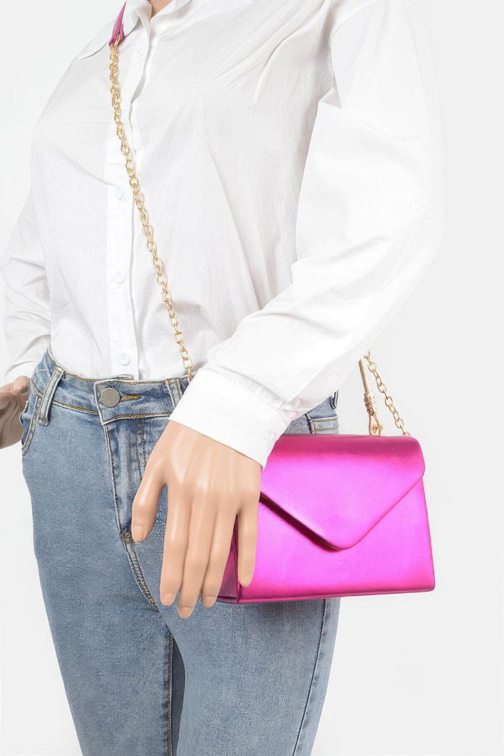 Metallic Flap Top Handle Crossbody Bag