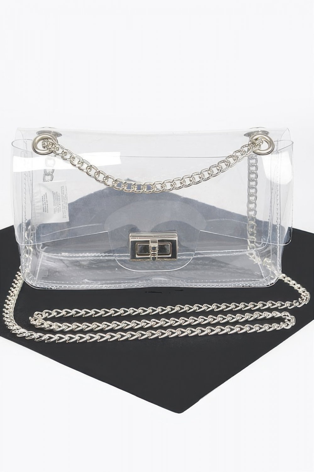 Transparent Chain Strap Flap Crossbody Bag