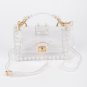 Transparent Pearl Handle Flap Clutch Bag
