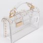 Transparent Pearl Handle Flap Clutch Bag
