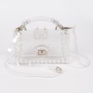 Transparent Pearl Handle Flap Clutch Bag
