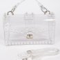 Transparent Faux Pearl Studded Flap Clutch Bag